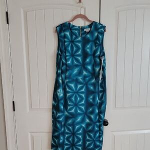 Calvin Klein Blue Sleeveless Sheath Midi Dress
